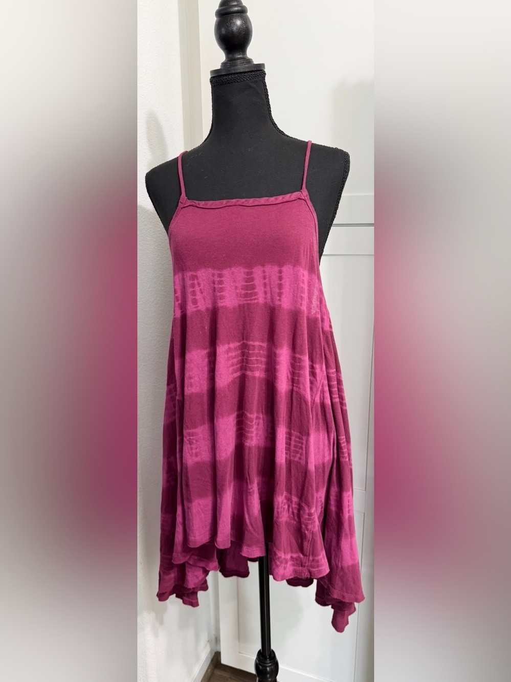 We The Free Magenta Striped Open-Back Midi Dress